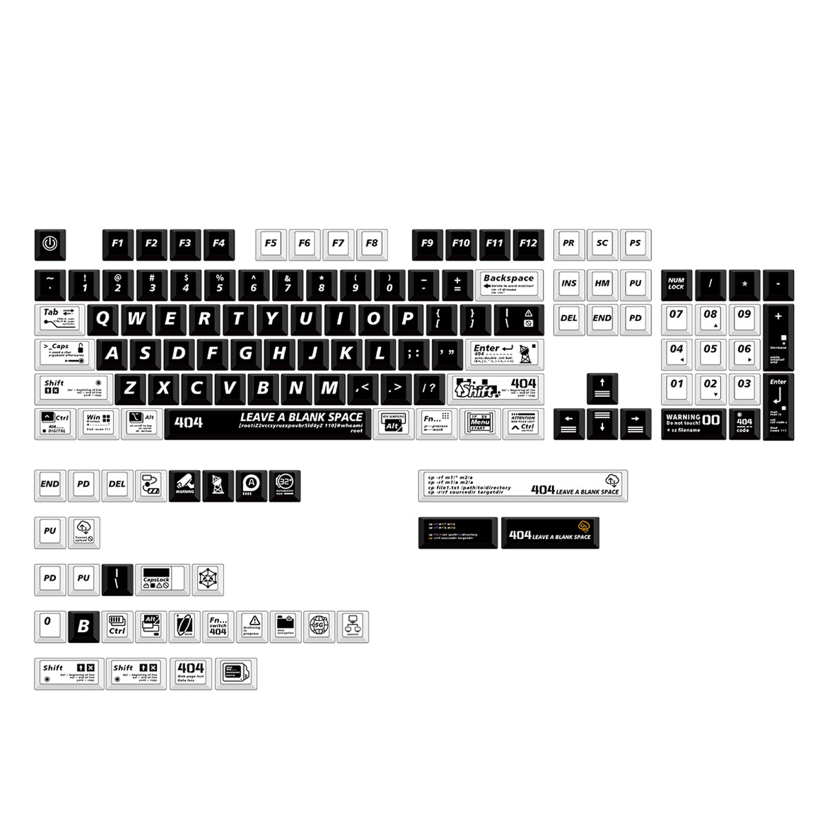 404 Error PBT Keycaps - Black/White