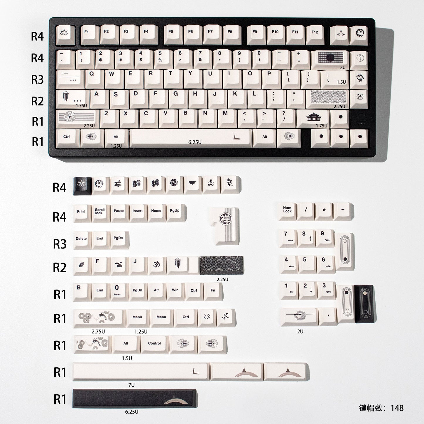 Zen-style PBT Keycaps Set