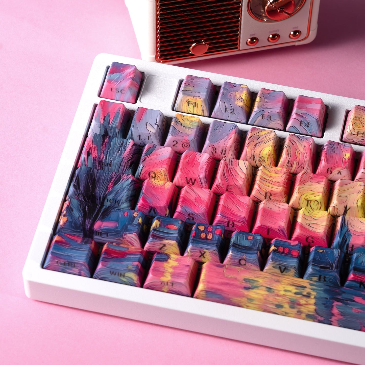 131 - Key Dye Sublimation PBT Keycap Set with Cherry Profile in The Starry Night Theme