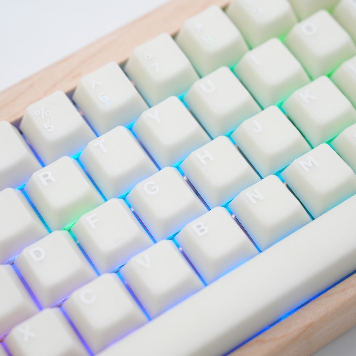 Wooden Mechanical Keyboard White Keycap