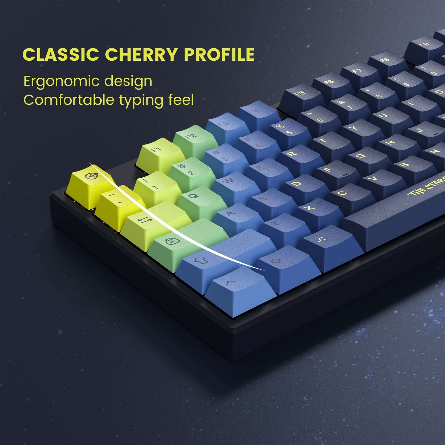 131 - Key Dye Sublimation PBT Keycap Set with Cherry Profile in The Starry Night Theme