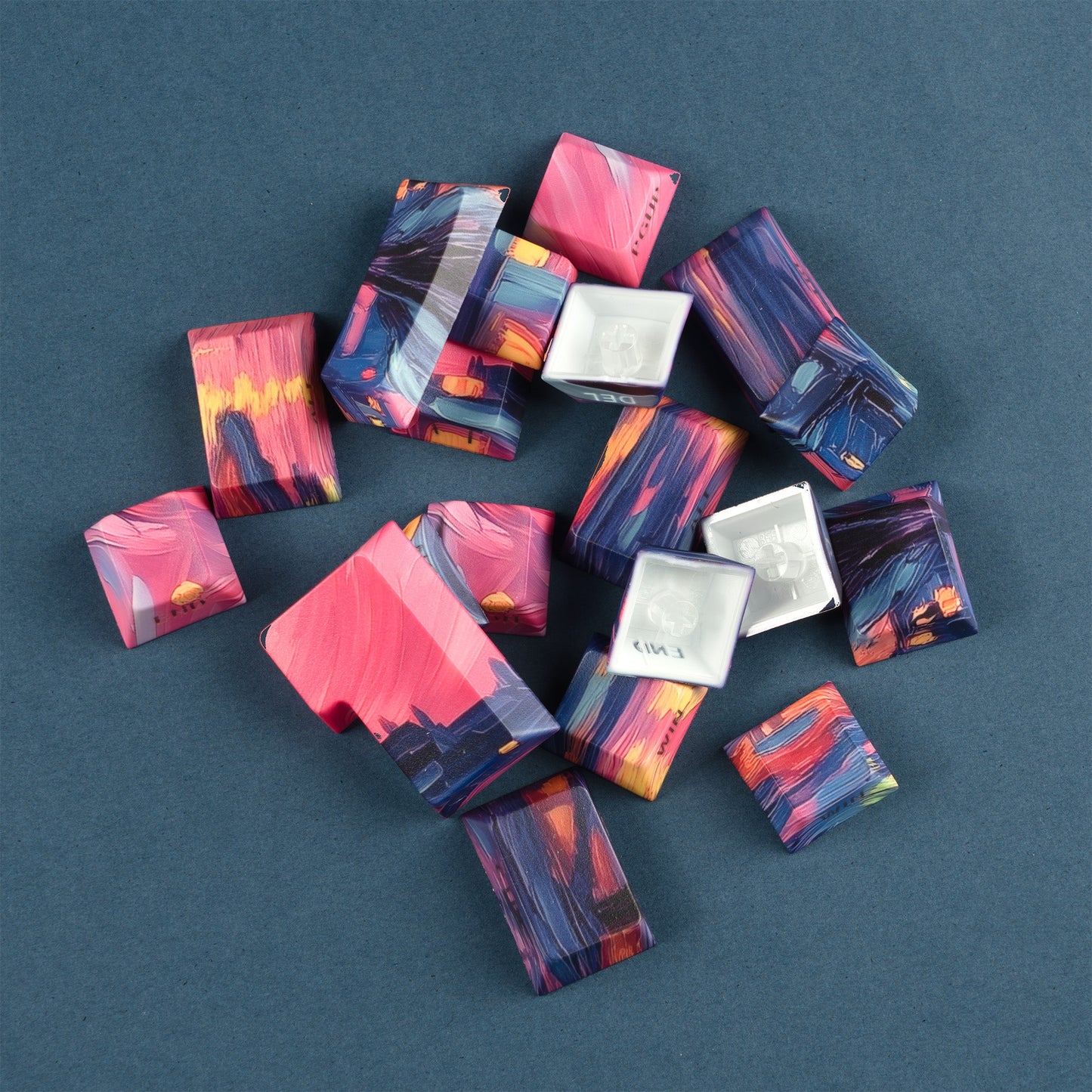 131 - Key Dye Sublimation PBT Keycap Set with Cherry Profile in The Starry Night Theme