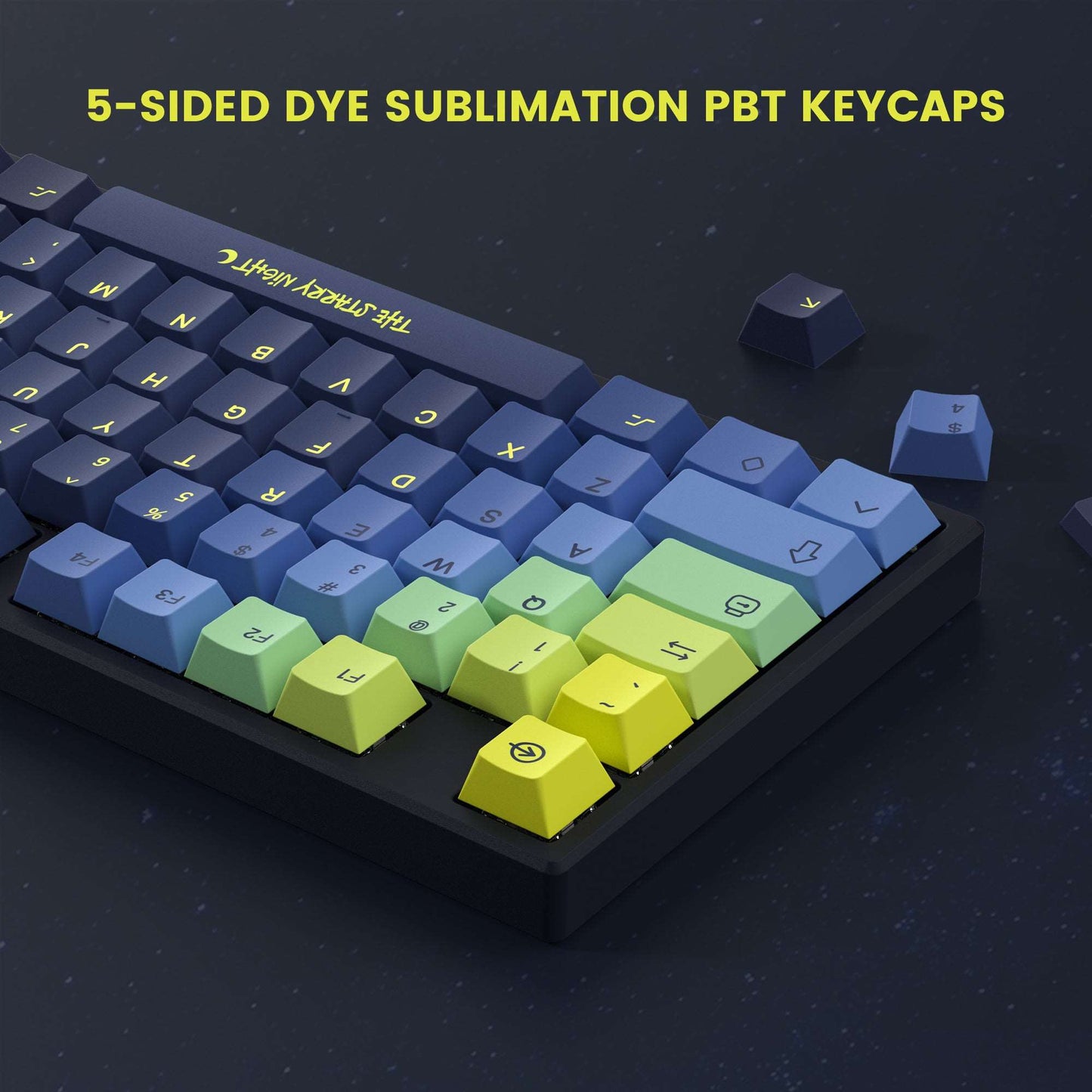 131 - Key Dye Sublimation PBT Keycap Set with Cherry Profile in The Starry Night Theme