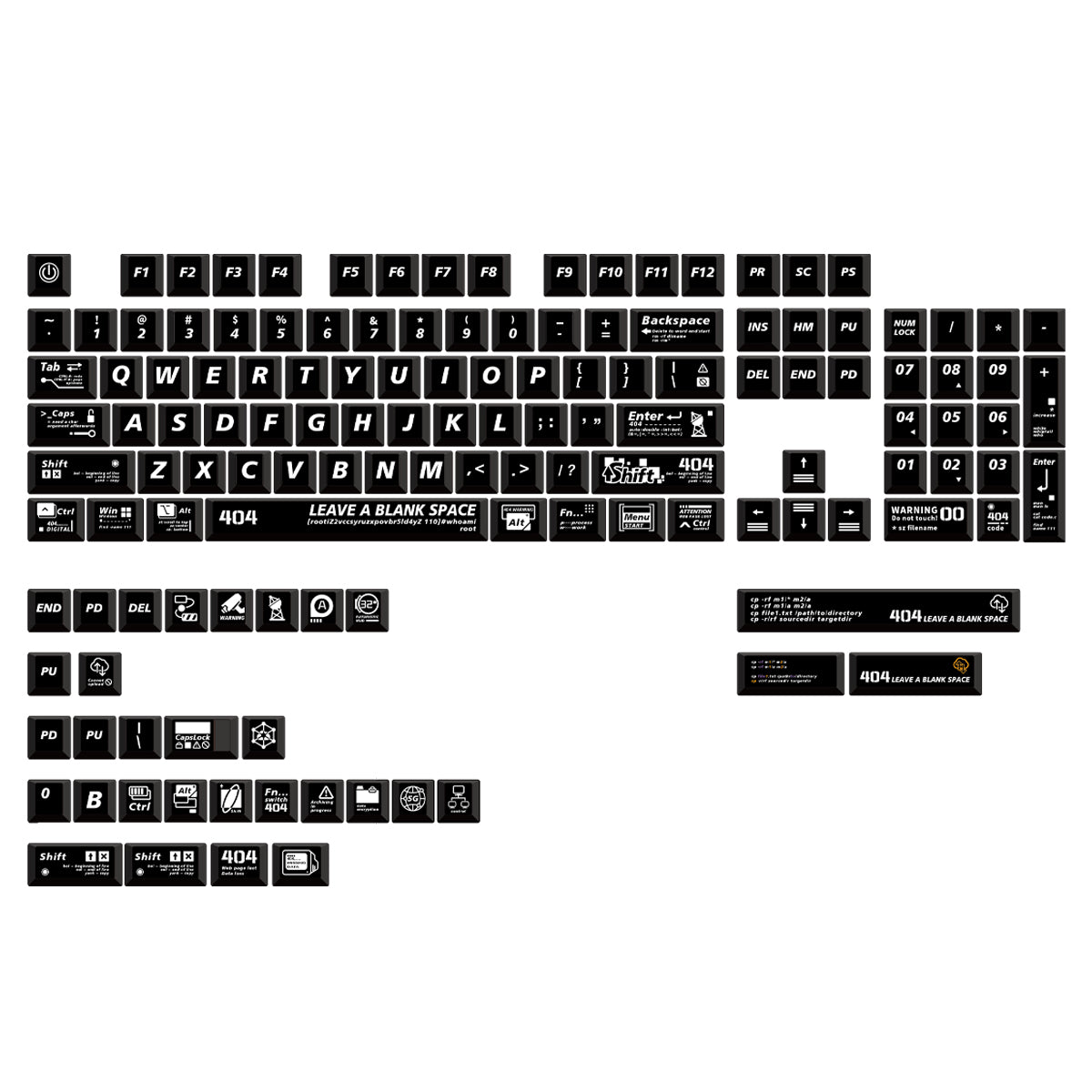 404 Error PBT Keycaps - Black/White