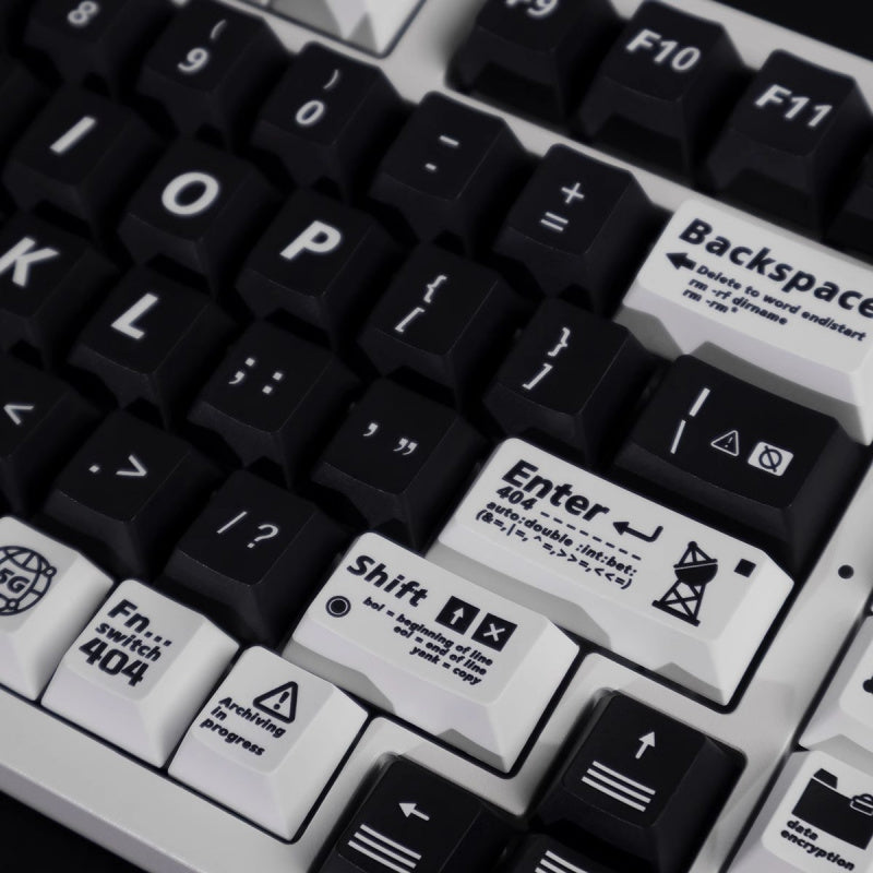 404 Error PBT Keycaps - Black/White