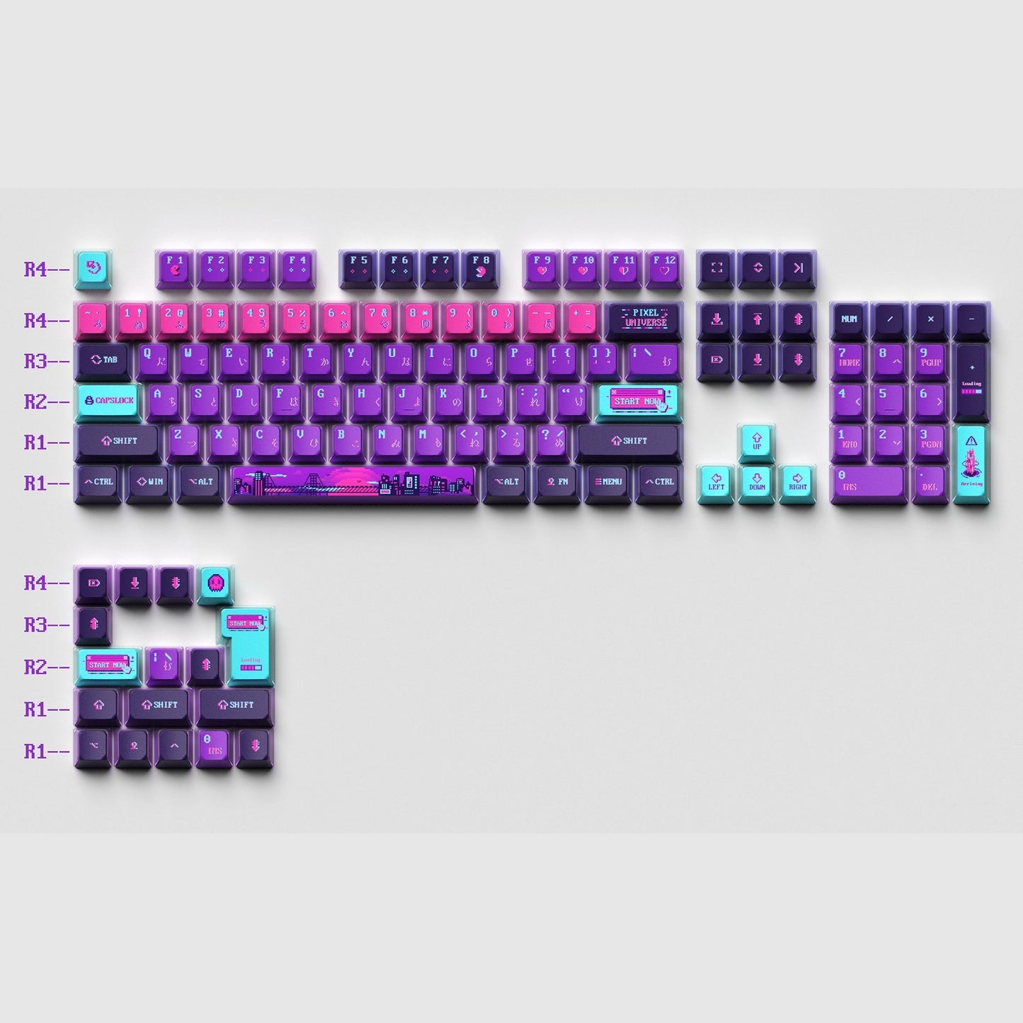 Backlit OEM Profile Pixel Universe PBT Keycap Set