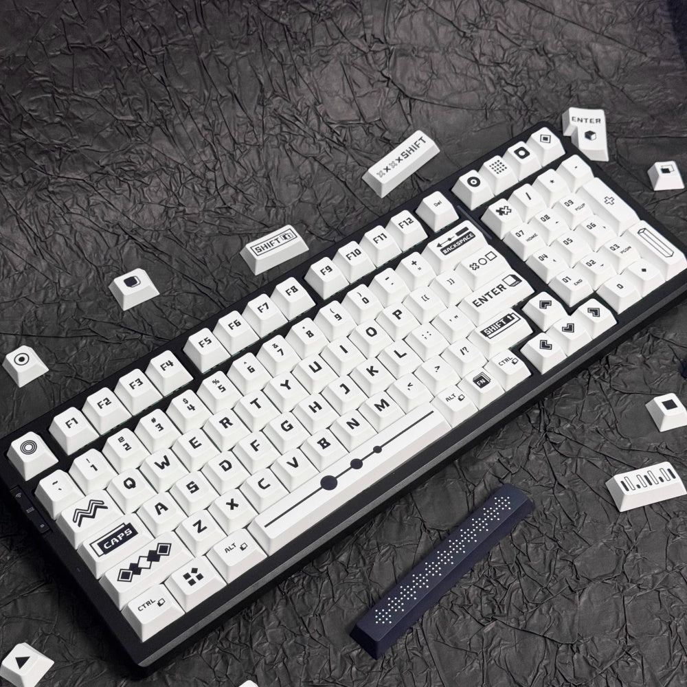 Black & White Dual-Tone Geometric Keycaps