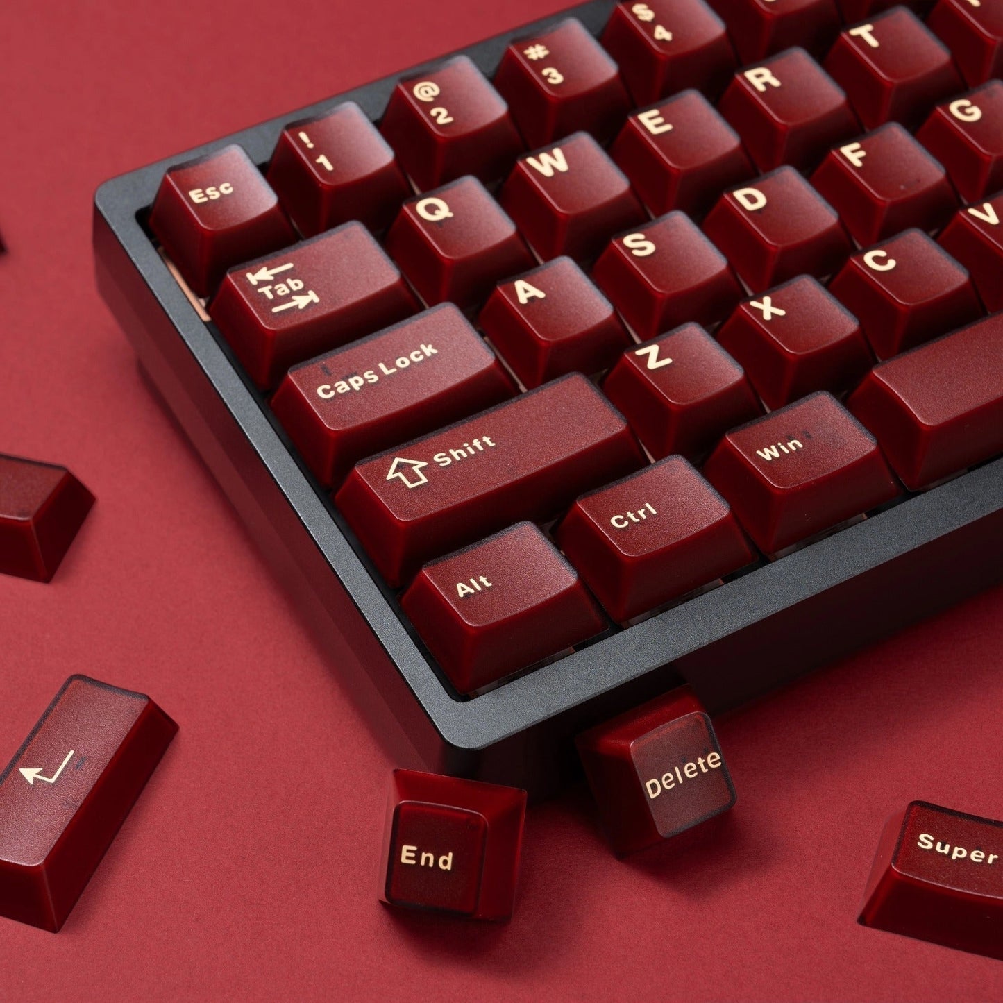 PYGA Red Translucent Keycaps ABS Double-shot Cherry Profile