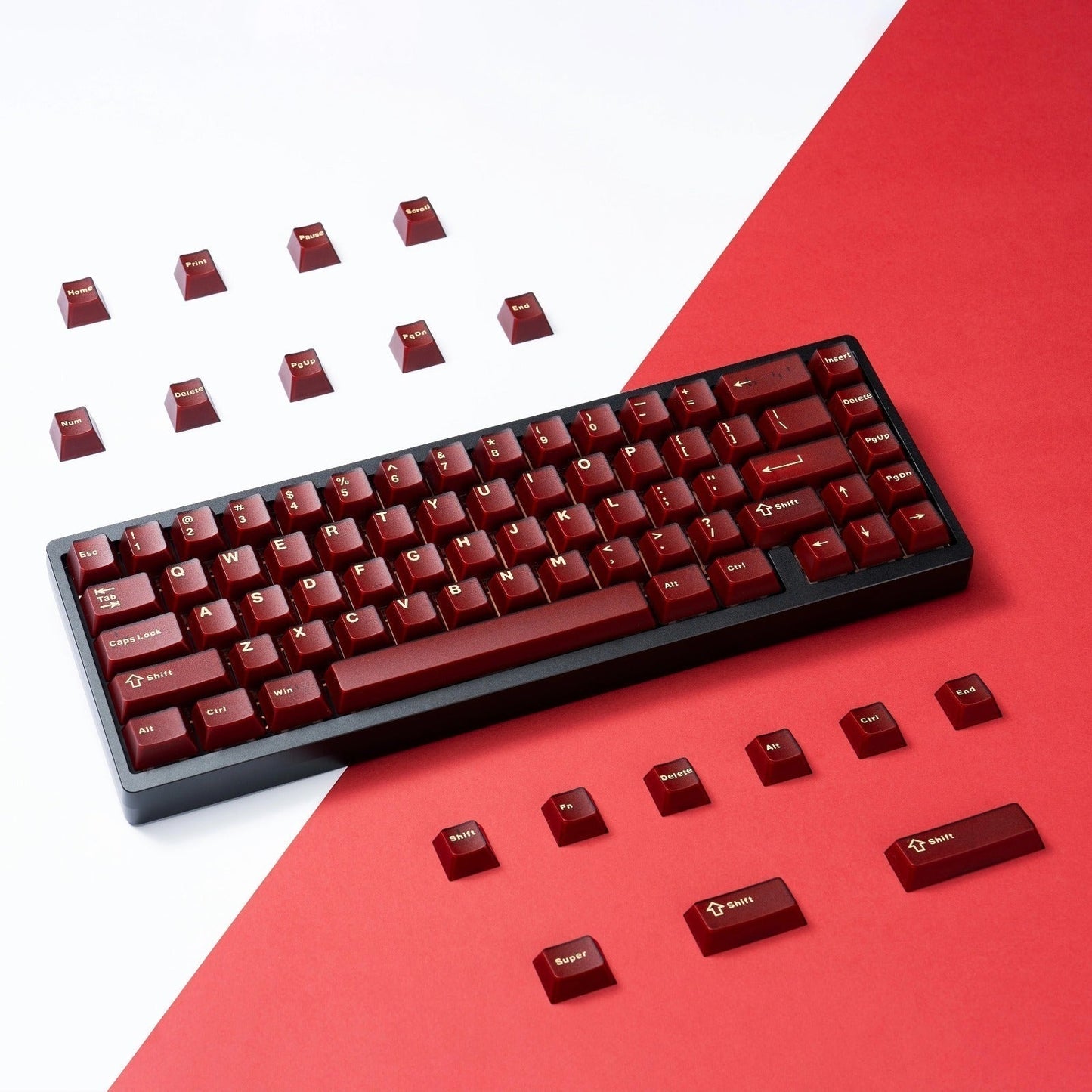 PYGA Red Translucent Keycaps ABS Double-shot Cherry Profile