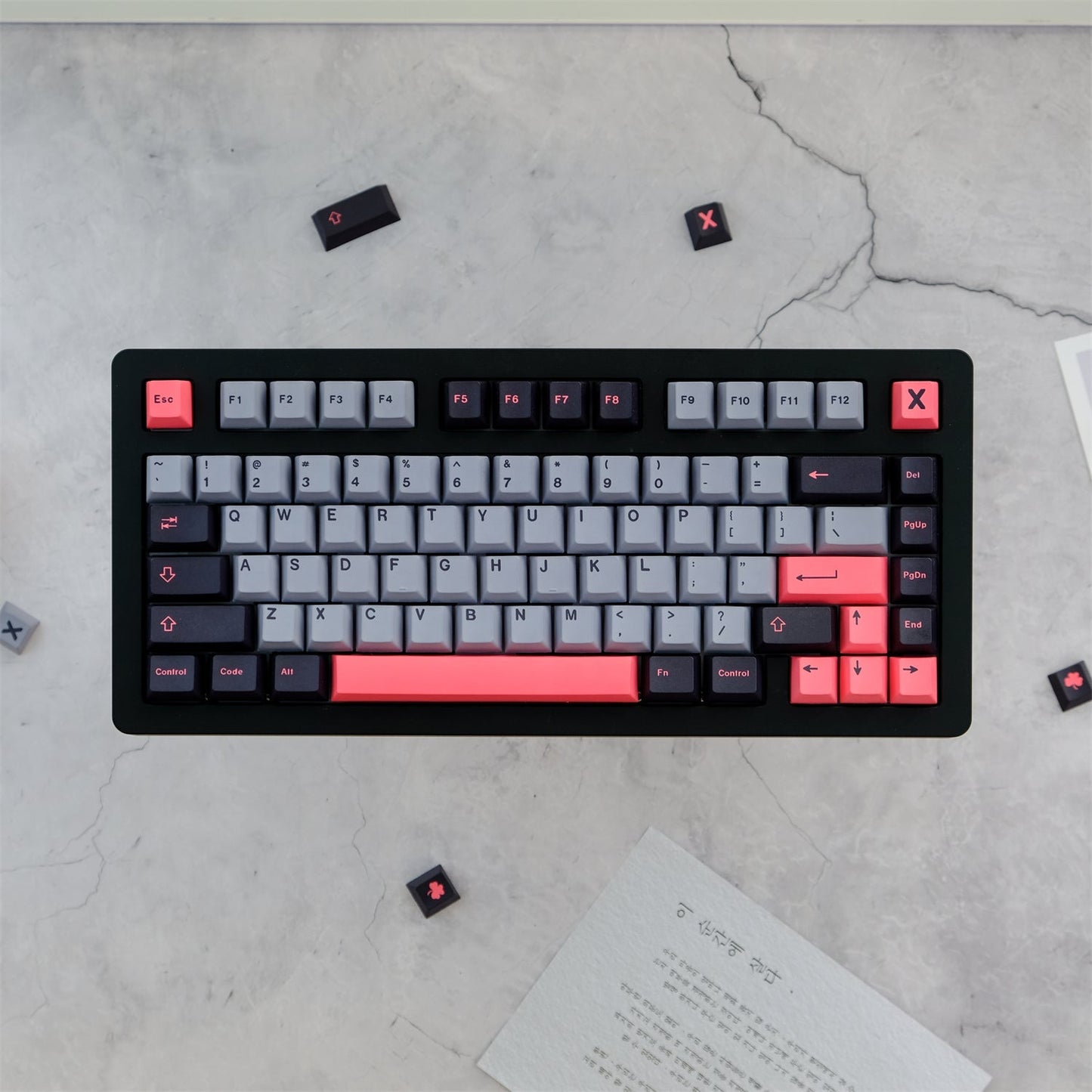 Cherry Profile 8008 Keycap Set in Pink Gray Black