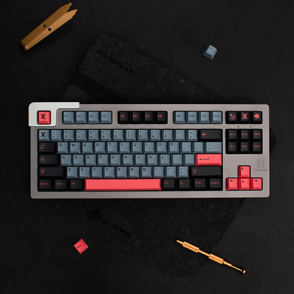 Cherry Profile 8008 Keycap Set in Pink Gray Black