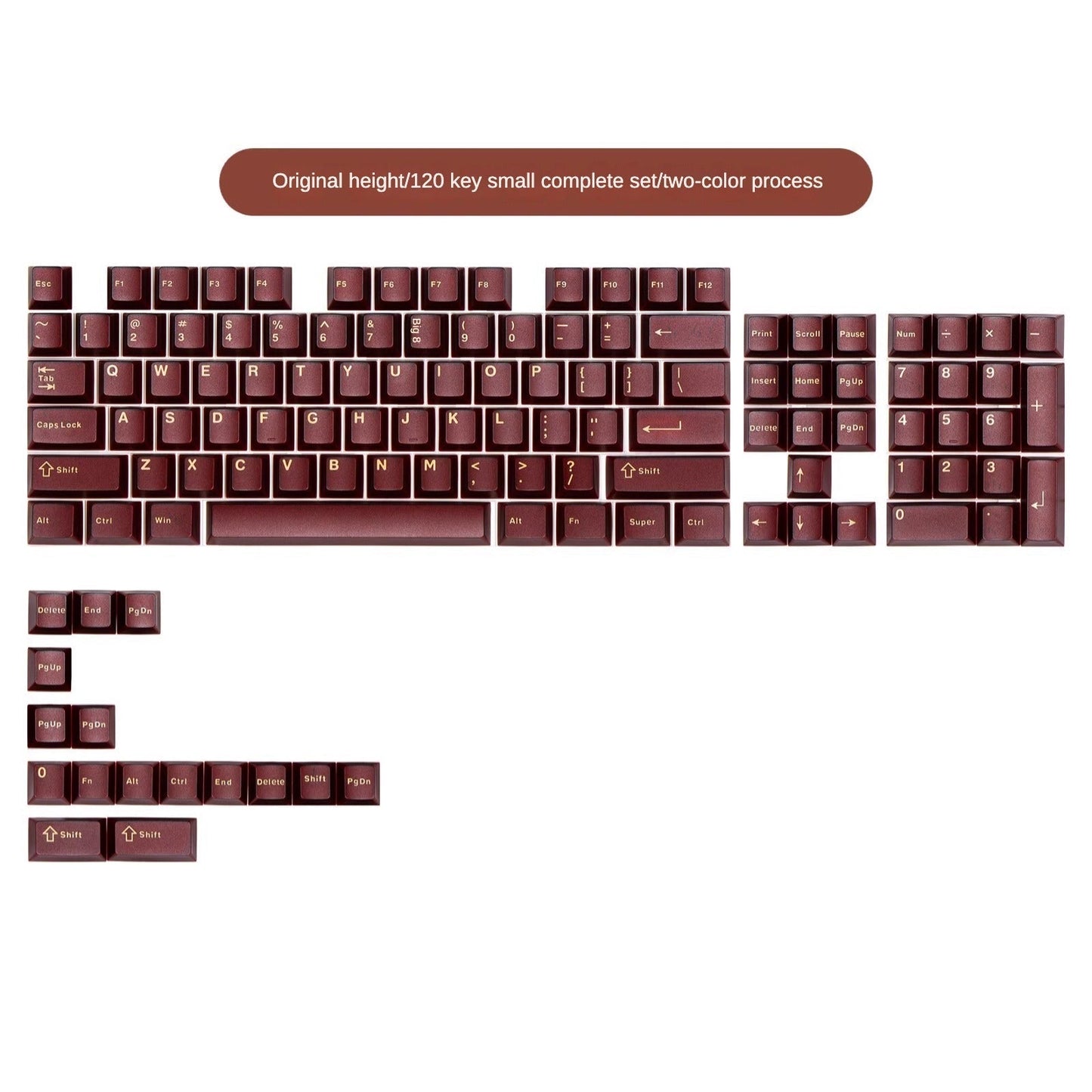 PYGA Red Translucent Keycaps ABS Double-shot Cherry Profile