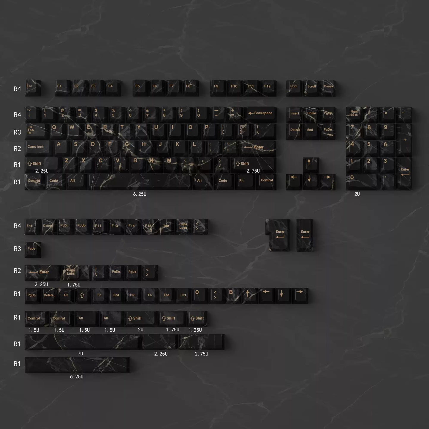 Black Marble - Artisan Cherry Profile Keycap Set