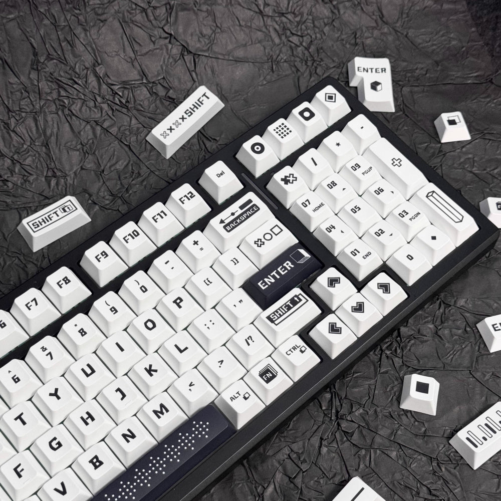 Black & White Dual-Tone Geometric Keycaps