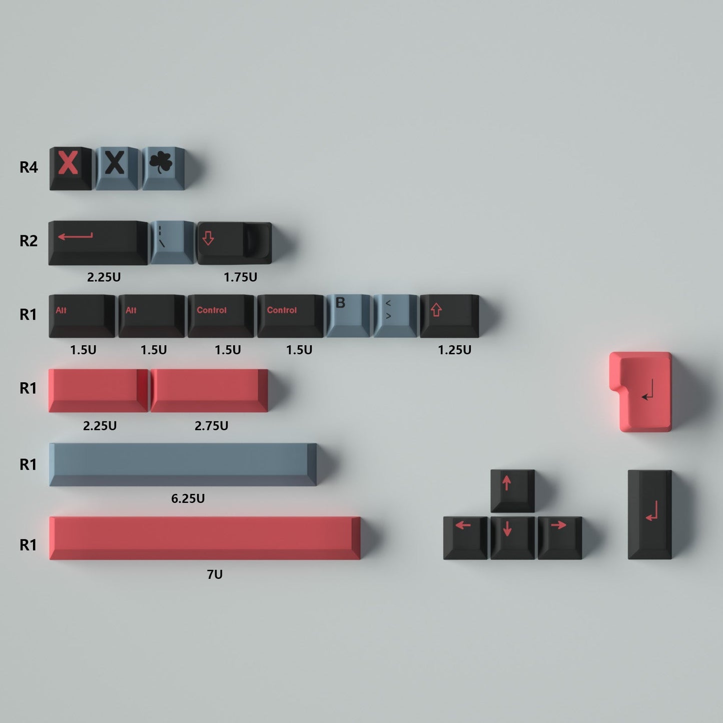 Cherry Profile 8008 Keycap Set in Pink Gray Black