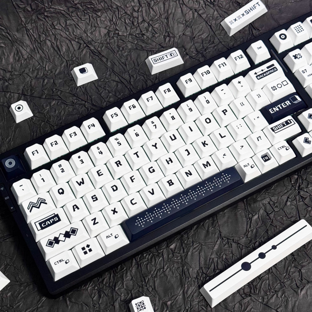 Black & White Dual-Tone Geometric Keycaps